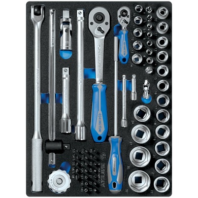 KING TONY Набор торцевых головок 1/4", 1/2" с принадлежностями, ложемент, 60 предметов KING TONY 9-7560MRV01