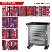 Набор инструментов 323 предмета, "ЭКСПЕРТ 323", в серой тележке МАСТАК 50-07323G
