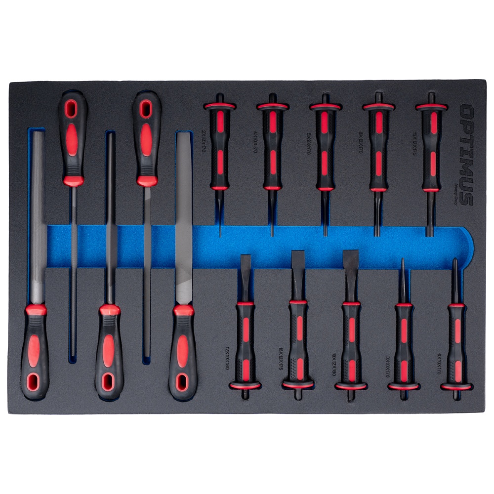 OPT-717MR Тележка инструментальная, 7 полок с набором инструментов 298 пр, металлическая столешница OPTIMUS