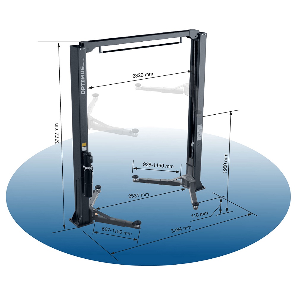 OPT-5W OPTIMUS (220V) Подъемник двухстоечный, верхняя синхронизация, г/п 4 т, 220В