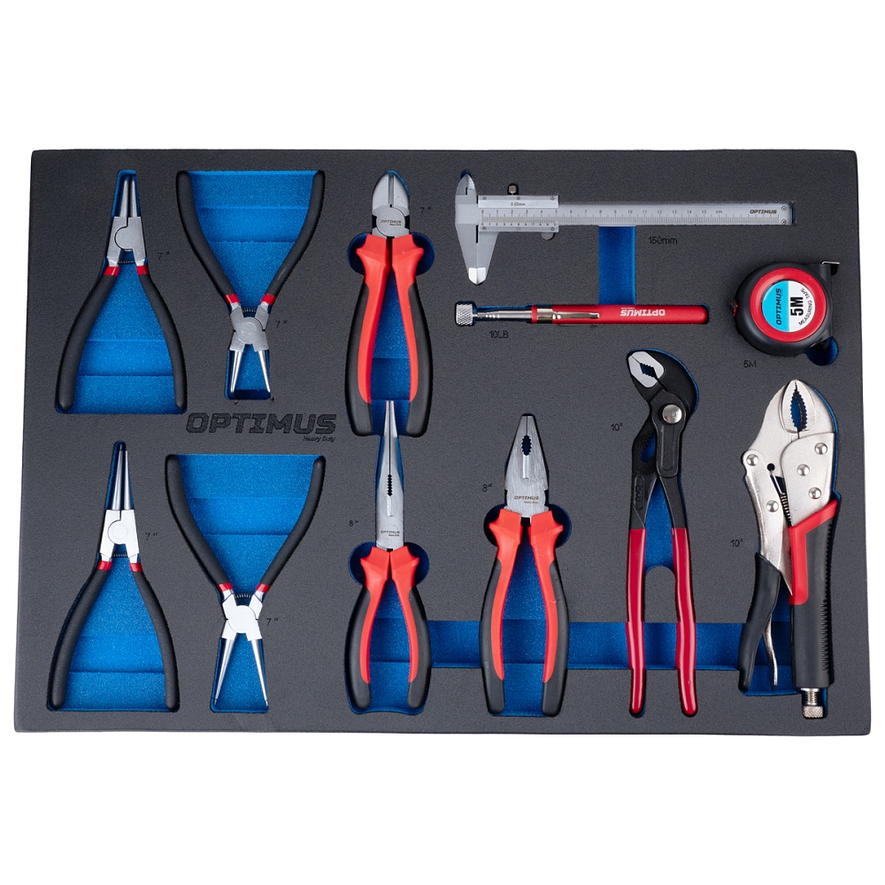 OPT-717MR Тележка инструментальная, 7 полок с набором инструментов 298 пр, металлическая столешница OPTIMUS