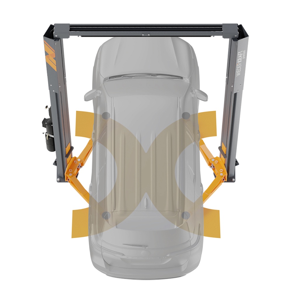 WDK-526 Подъемник двухстоечный с верхней синхронизацией 4,2 тонны, одност. разбл., 380В WiederKraft