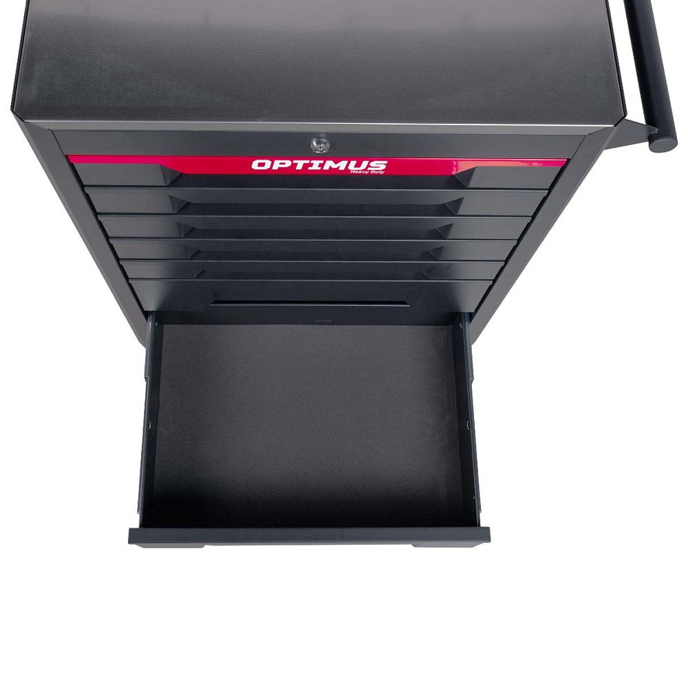 OPT-717MR Тележка инструментальная, 7 полок с набором инструментов 298 пр, металлическая столешница OPTIMUS