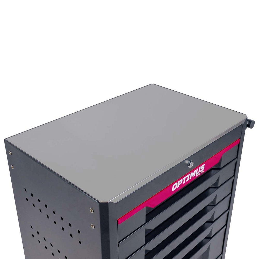 OPT-717MR Тележка инструментальная, 7 полок с набором инструментов 298 пр, металлическая столешница OPTIMUS